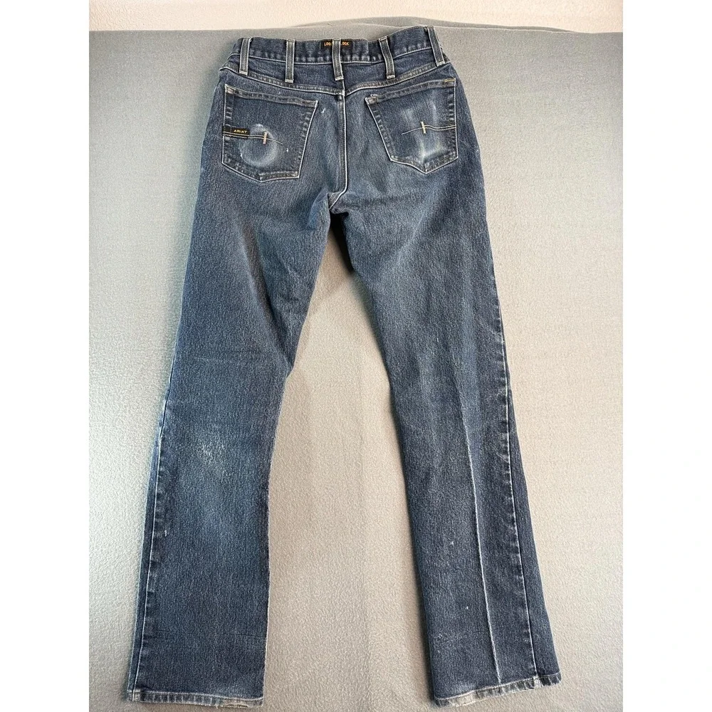 Ariat Rebar M4 Relaxed Boot Jeans Mens 30x33 Med Wash Blue Distressed Denim